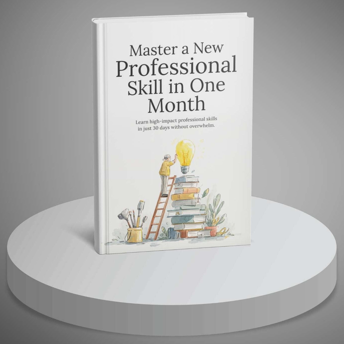 Book titled 'Master a New Professional Skill in One Month' on a gray background