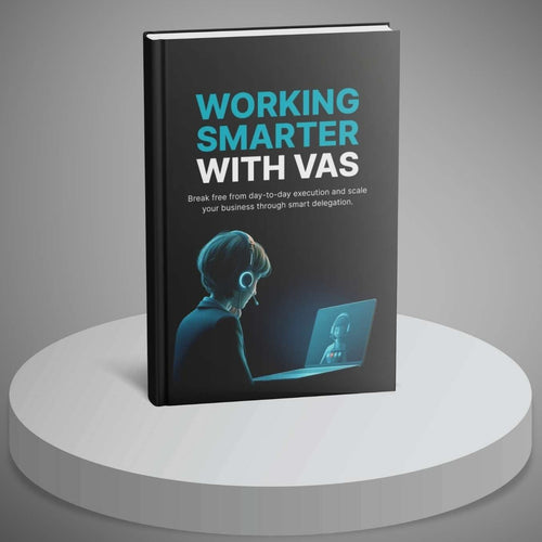 Book titled 'Working Smarter with VAS' on a white platform with a gray background